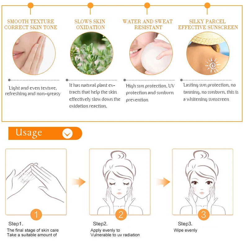 Protetor solar corporal e facial, para clareamento da pele, anti-envelhecimento e hidratante spf90