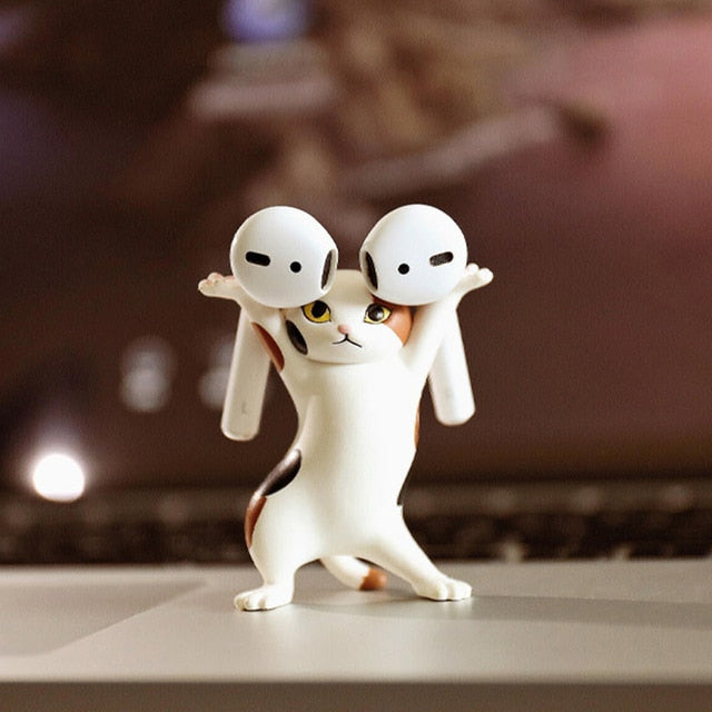 Suporte de fone de ouvido gato dançante para AirPods