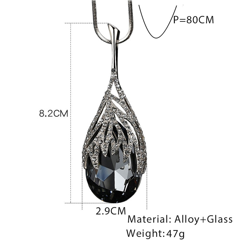 Novo colar longo para mulheres 2023 moda cinza cristal gargantilha Collier