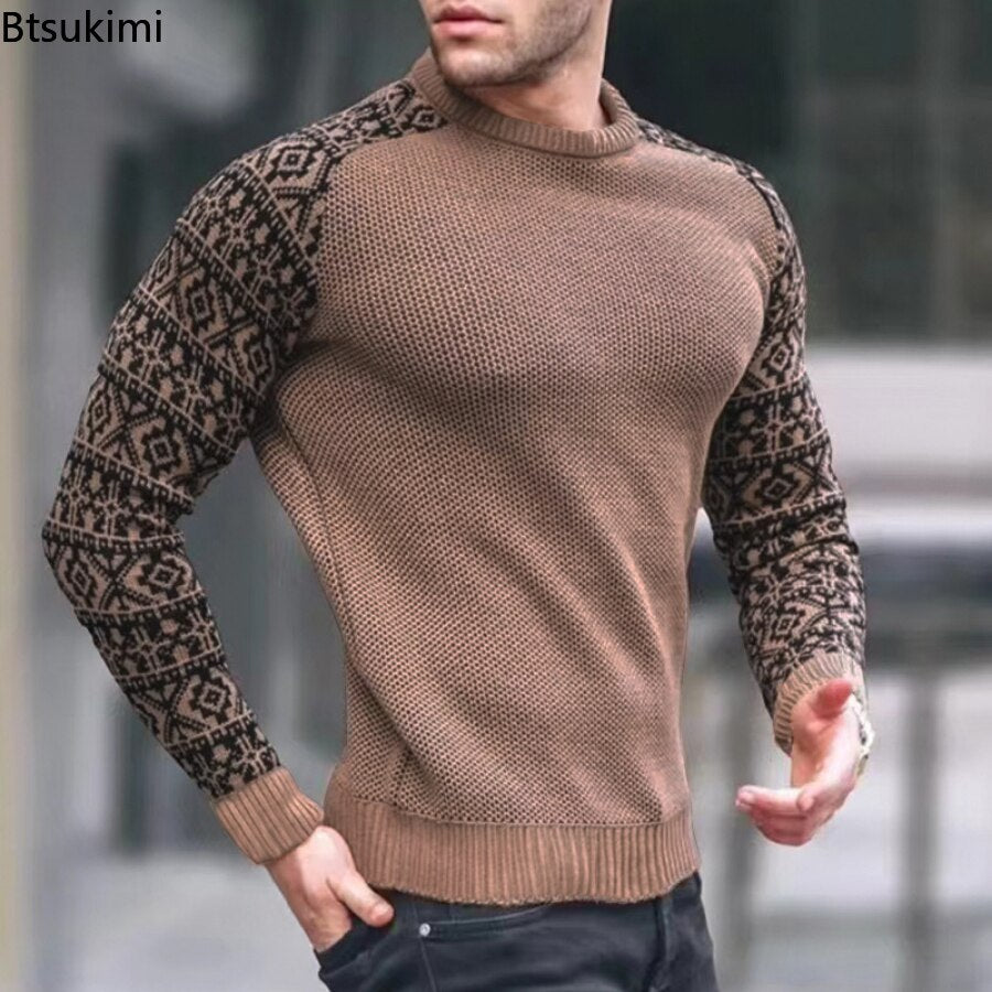 Novo 2023  Suéter casual fino ajuste de malha