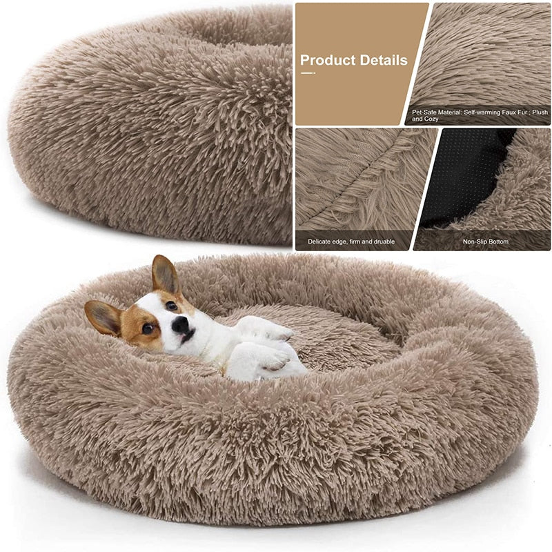 Cama para cachorros e gatos confortável redonda ultra macia
