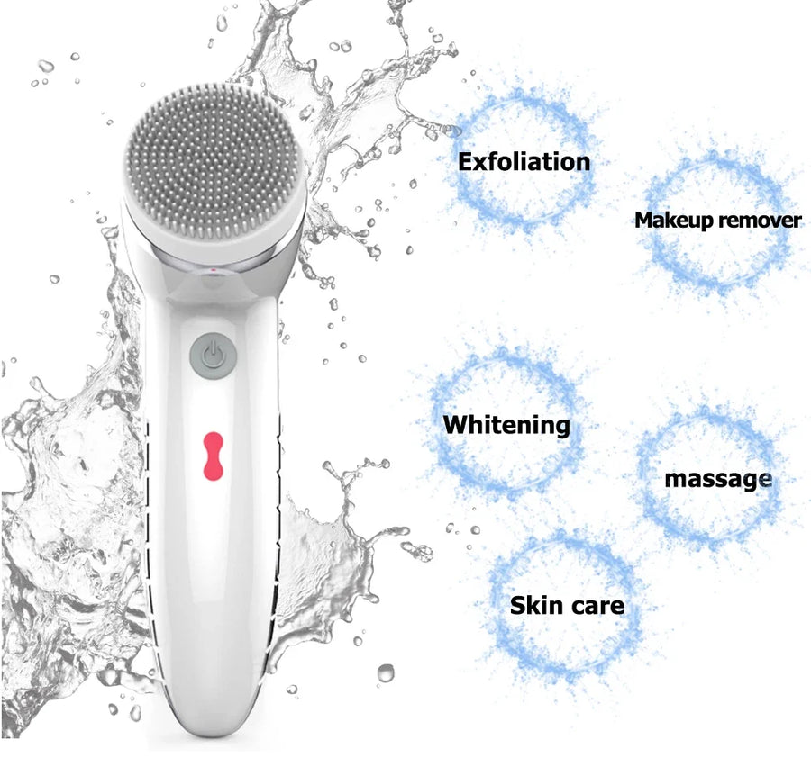 Escova Limpeza Facial 4 em 1: Solução Completa para Peles Sensíveis