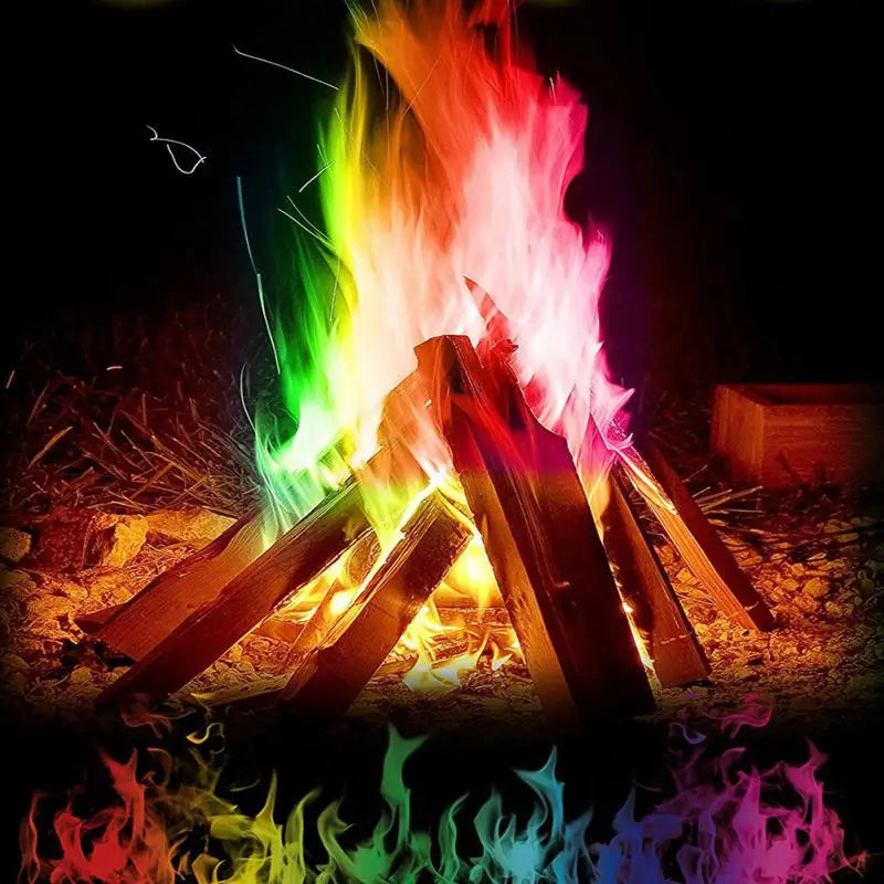 Pó Mágico de Chamas Coloridas - Transforme Seu Fogo em um Espetáculo Inesquecível!