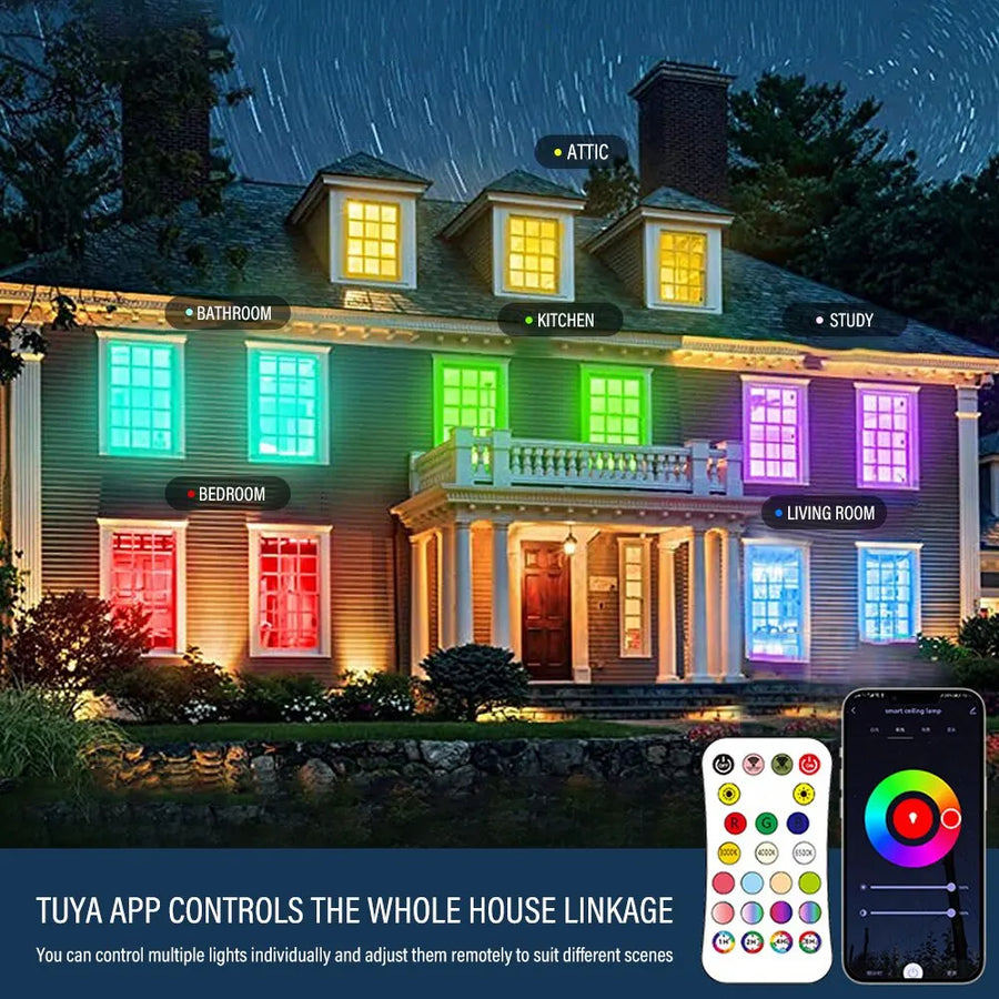 Luz de teto redonda LED WIFI inteligente compatível com Alexa Google Assistant pra casa