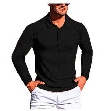 Camisa confortável masculina de mangas compridas, top elástico alto.