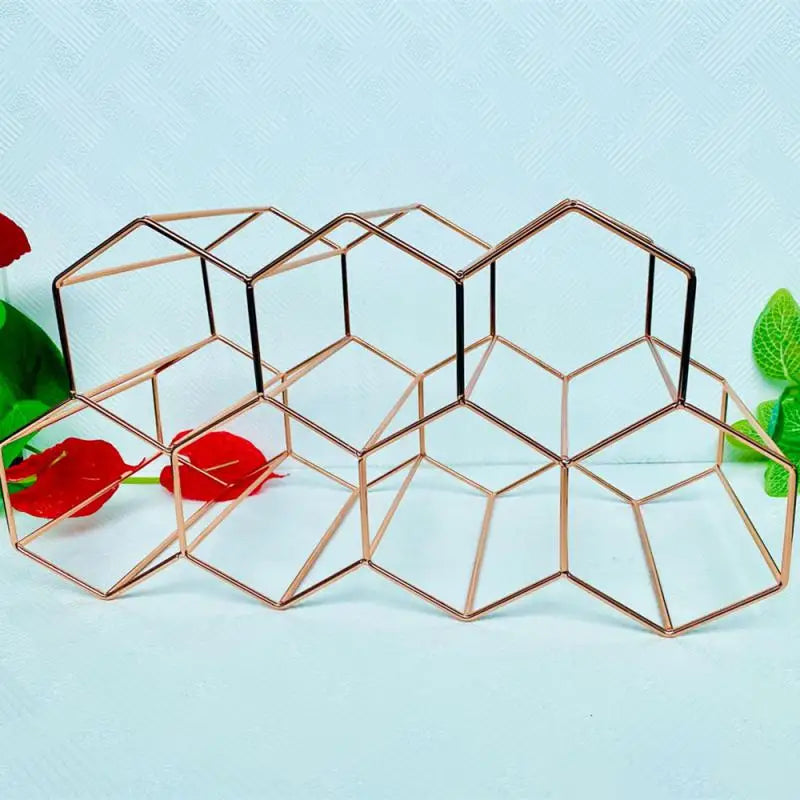 Suporte para vinho em formato de favo de mel de metal moderno