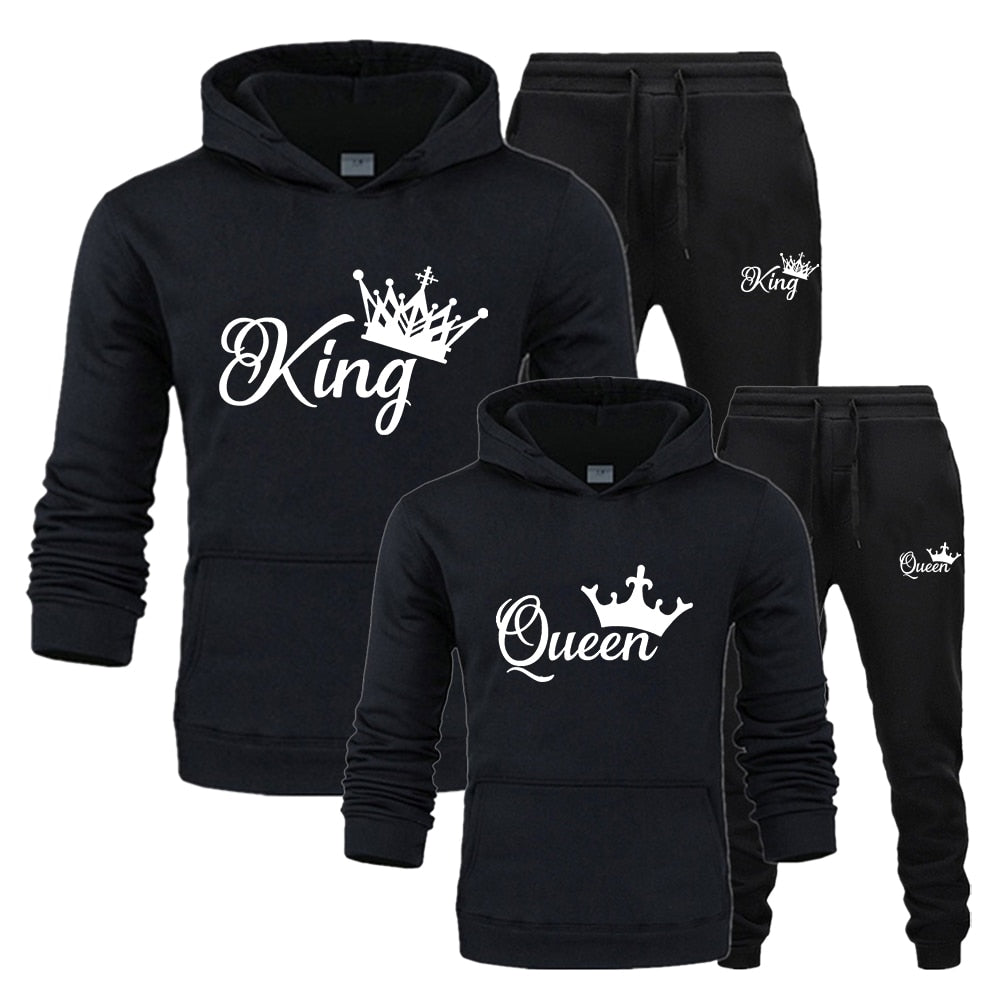Conjunto esportivo com capuz estampada em duas peças unissex.