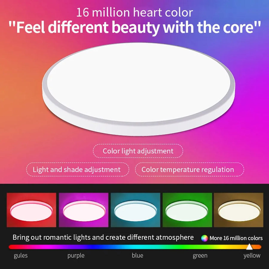 Luz de teto redonda LED WIFI inteligente compatível com Alexa Google Assistant pra casa