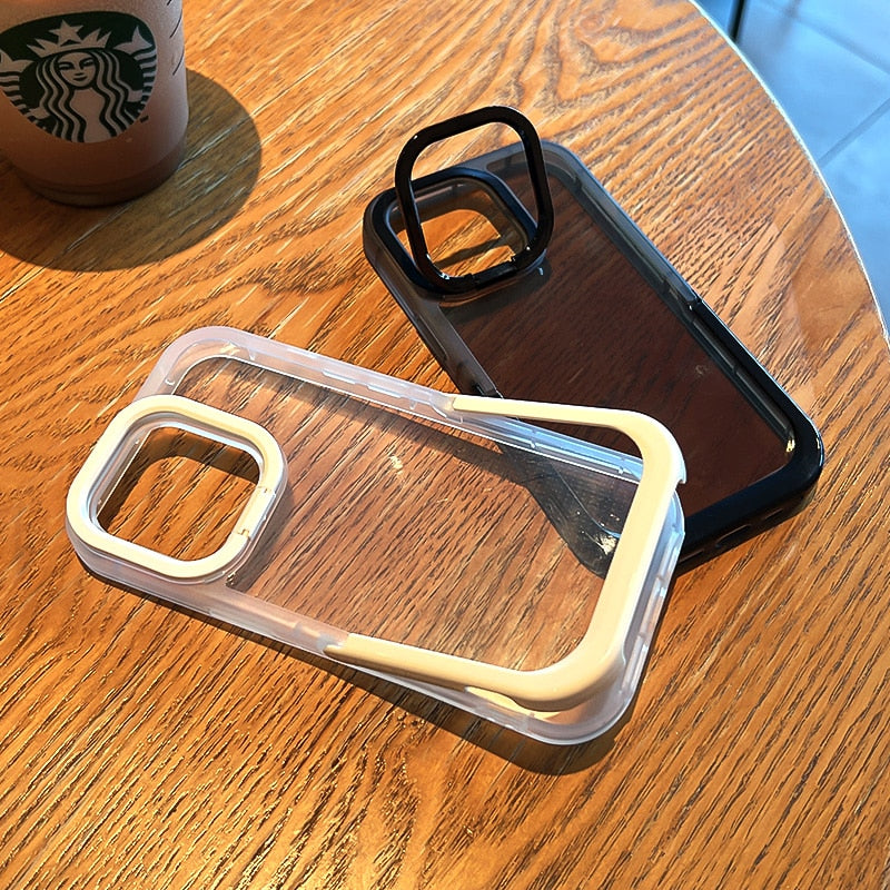 Capa transparente com suporte para pára-choques  e parte traseira de proteção para câmera à prova de choque