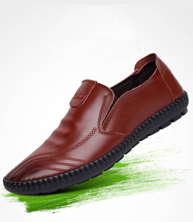 Sapato de couro casual masculino, superfície macia, fundo macio e respirável.