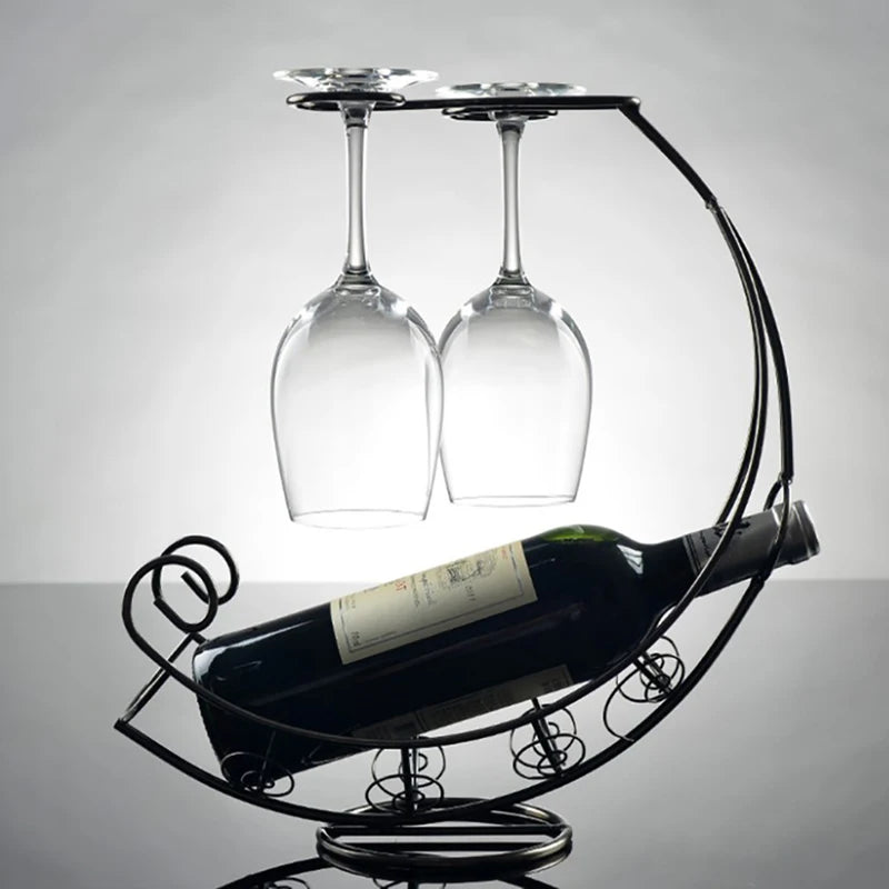 Suporte criativo para vinho em metal