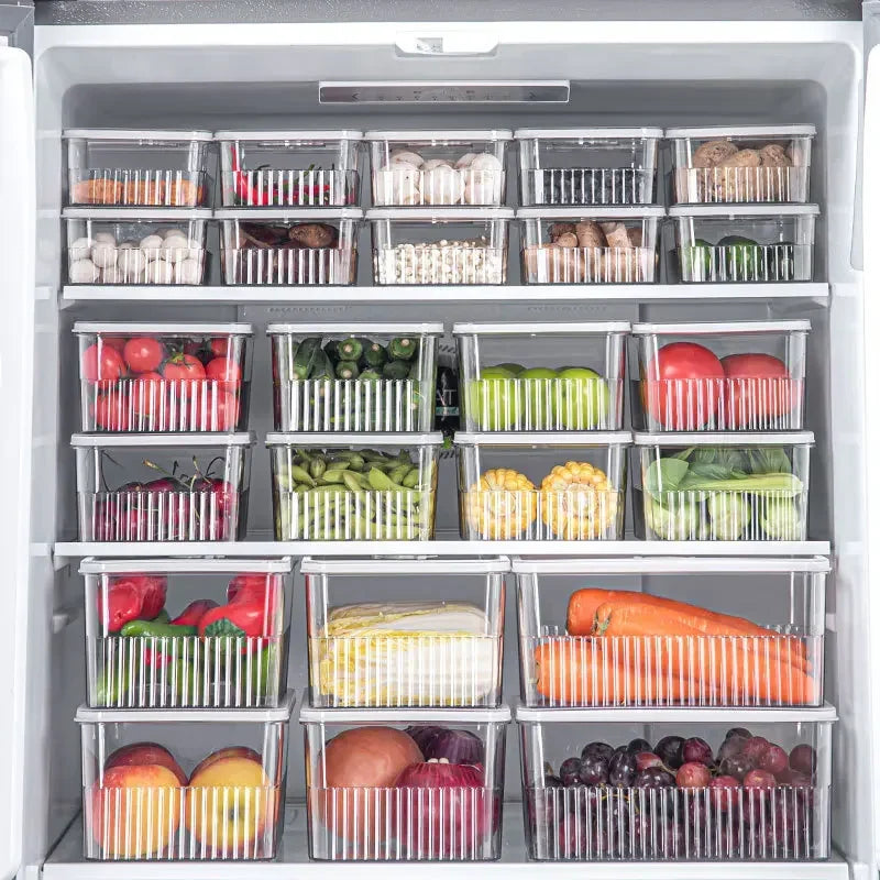 Organizador de geladeira transparente de alimentos Cestas de frutas e vegetais frescos