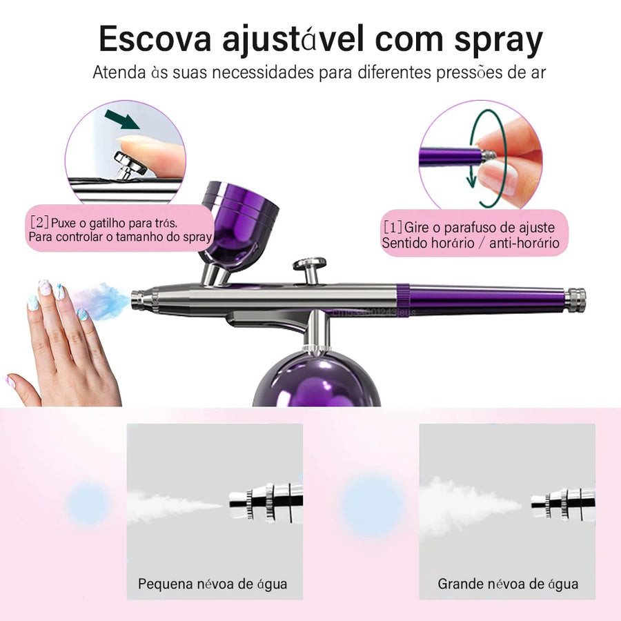 Airbrush Nail With Compressor Portable Airbrush For Nails Cake Tattoo Makeup Paint Air Spray Gun Oxygen Injector Air Brush Kit
