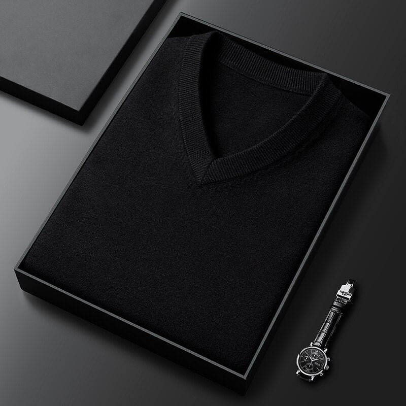Colete de malha, pulôver grosso, estilo clássico, moda empresarial, alta qualidade