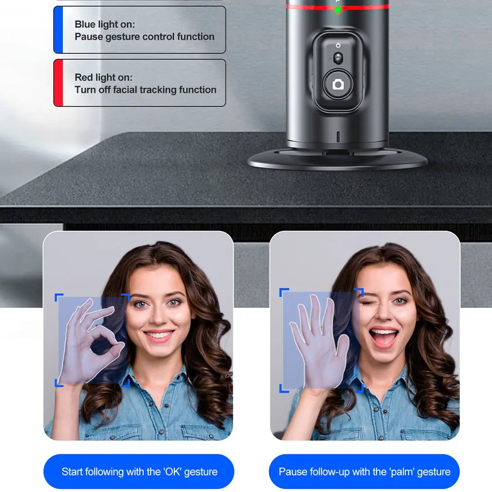 Tripé de Rastreamento Facial Automático com Rotação 360° para TikTok e Muito Mais!