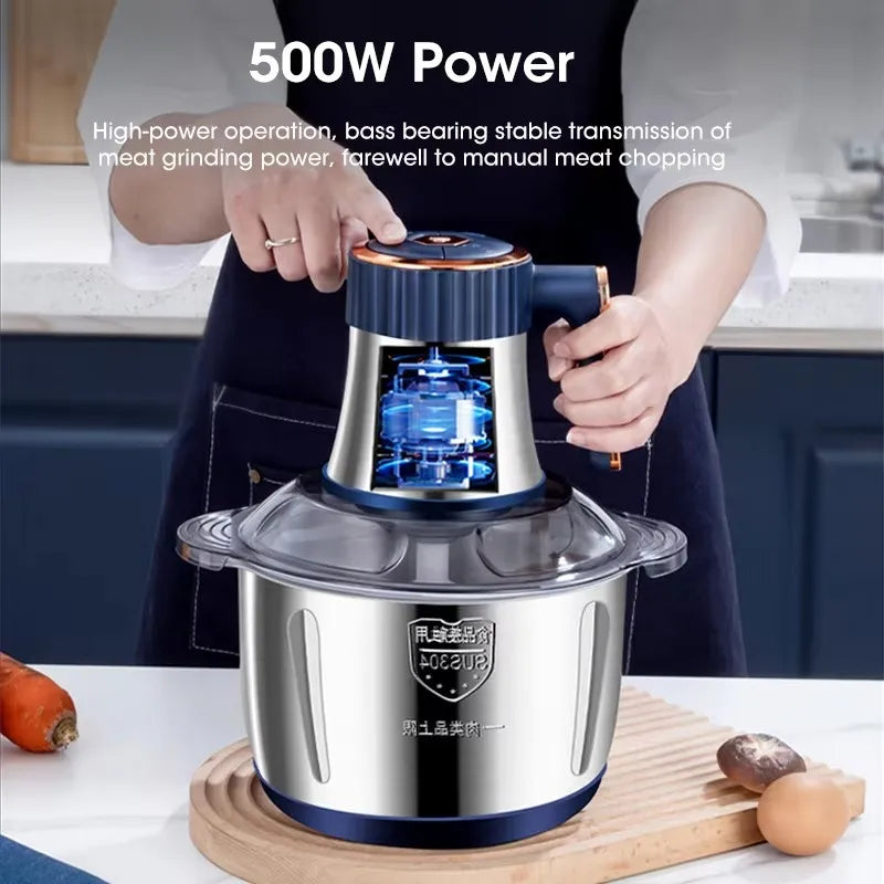 Moedor elétrico de aço inoxidável de carne, picador, triturador de vegetais, fatiadora, misturador doméstico, processadores de alimentos