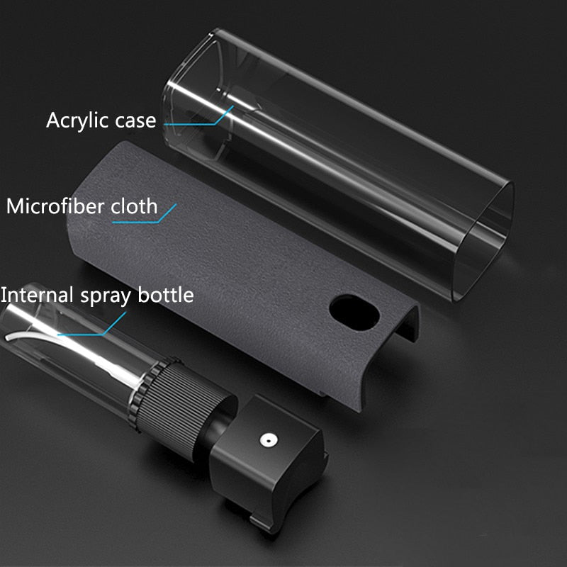 Conjunto de frascos de spray com Pano microfibra para limpeza de tela  2 em 1 para celular, ipad, computador, iphone , óculos e muito mais