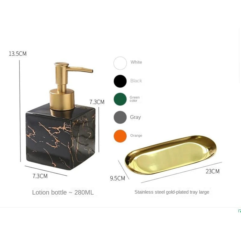 Frasco de loção de cerâmica marmorizada banhado a ouro de luxo