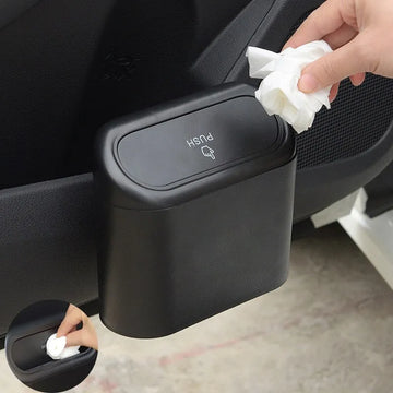 Lixeira Portátil para Carro Pendurável - Mini Lixeira Veicular com Tampa