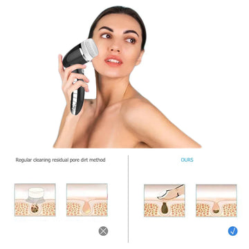 Escova Limpeza Facial 4 em 1: Solução Completa para Peles Sensíveis
