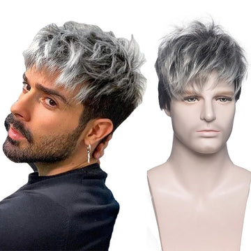 Peruca Masculina Curta Sintética Natural para Uso Diário e Festas