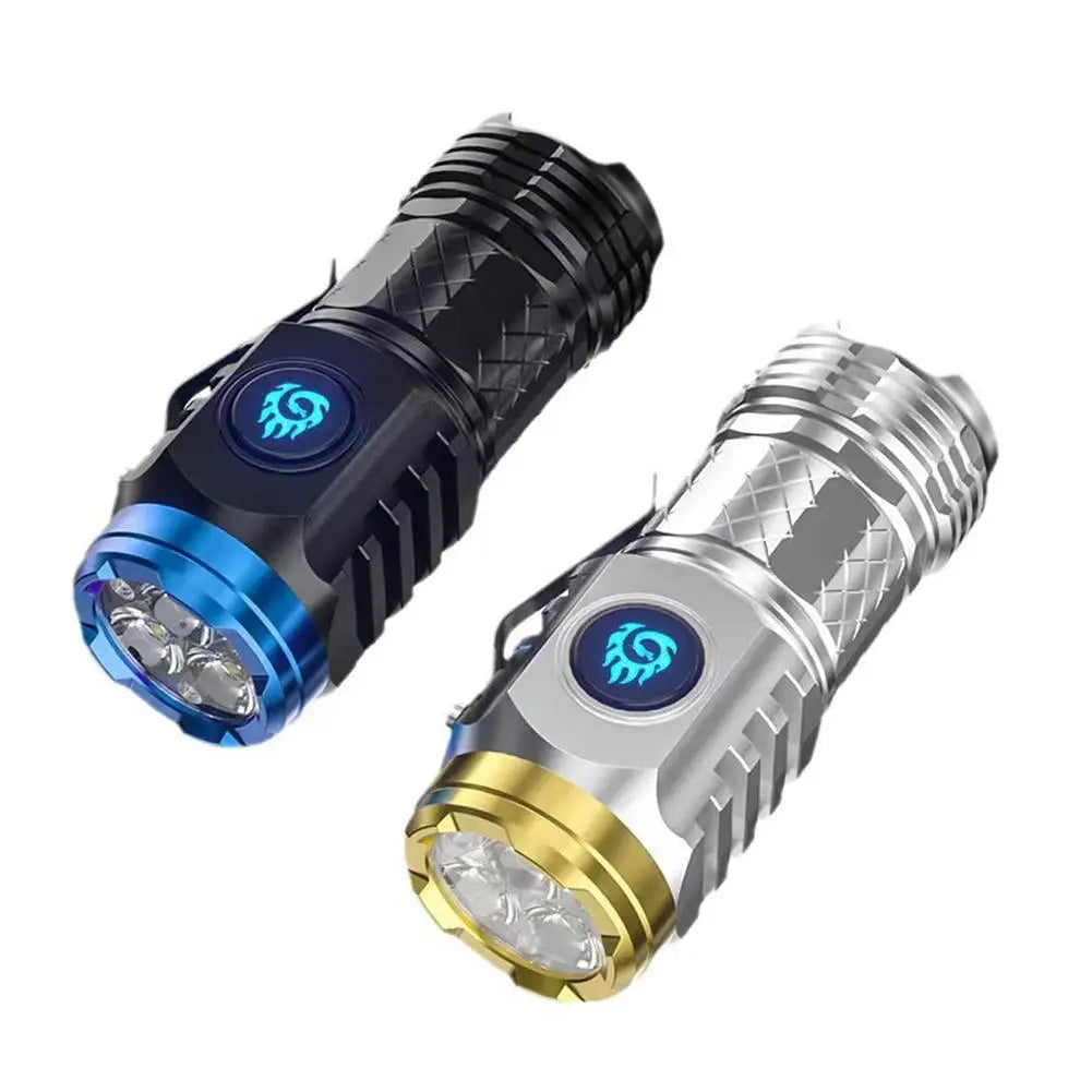 Lançamento - Nova Mini lanterna led de três olhos, luz forte, recarregável, portátil, iluminação extrema, longo alcance com poderosas luzes flash