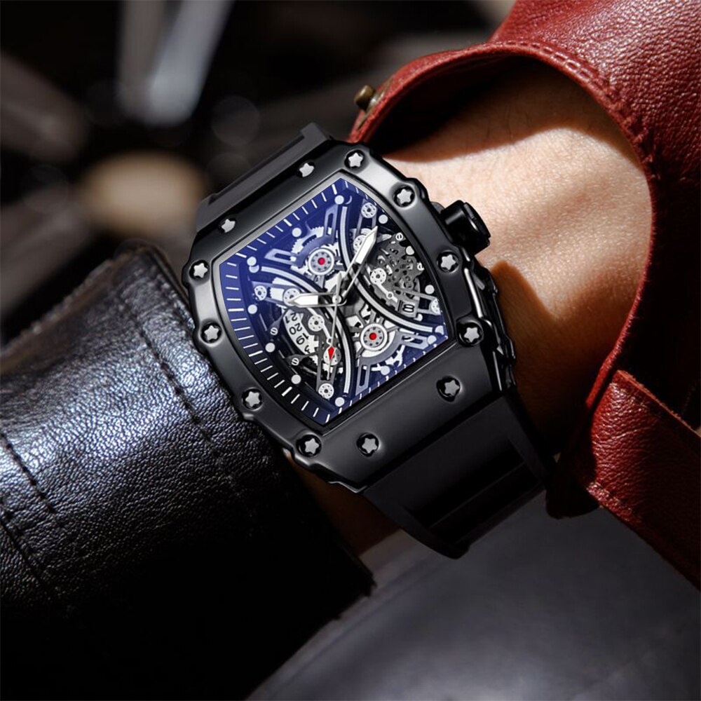 Relógio esportivo masculino com cronógrafo masculino estilo de moda  de luxo pulseira de gel à prova d'água