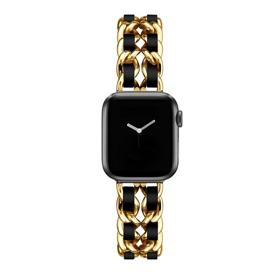 Pulseira de couro e metal de luxo para Apple e Smart Watch