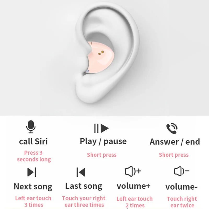 Mini Invisible Sleep Wireless Earphone Bluetooth 5.0 Hidden Earbuds IPX5 Waterproof Noise Cancelling Touch Control Headphone X55