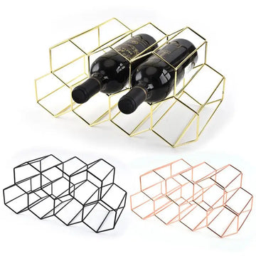 Suporte para vinho em formato de favo de mel de metal moderno