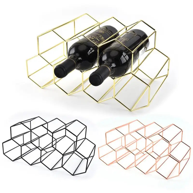 Suporte para vinho em formato de favo de mel de metal moderno