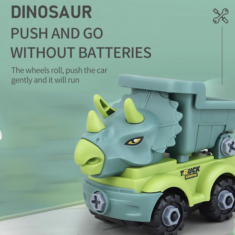 Brinquedos educacional de construção do dinossauro com caminhão