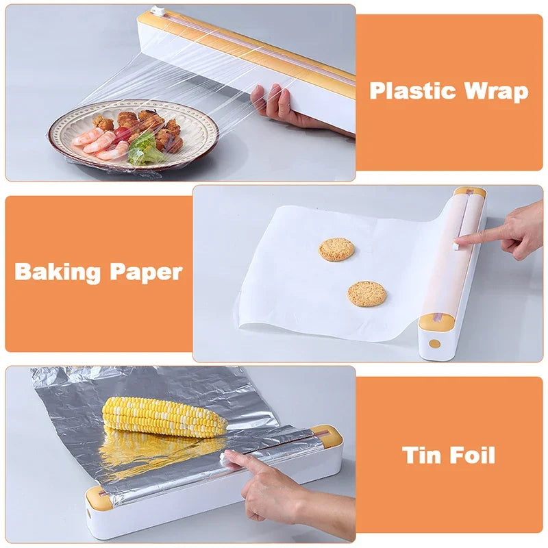 Novo Dispensador de Filme Alimentar. O Único Com Tração Magnética com Cortador e Caixa de Armazenamento