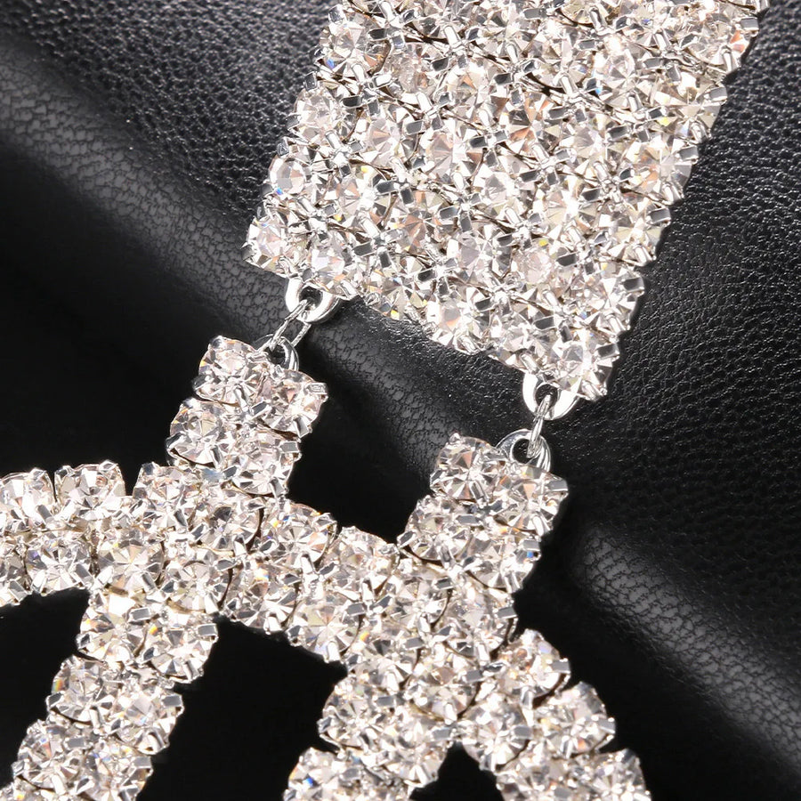 Elegant Large Crystal Exaggerated Dollar Earrings Party Accessories Statement Lady Money Rhinestone Dangle Earrings Jewelry Gift