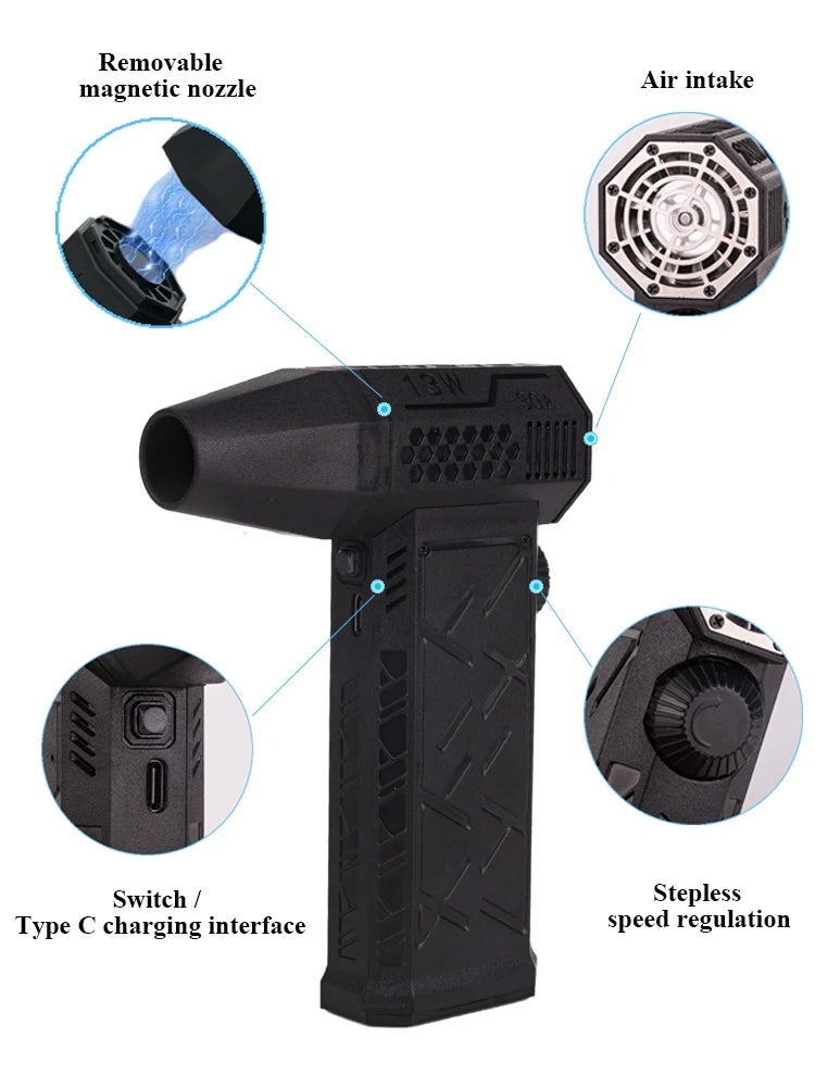 Mini soprador Turbo Jet Fan com bico extra 130000RPM Turbo elétrico multifuncional