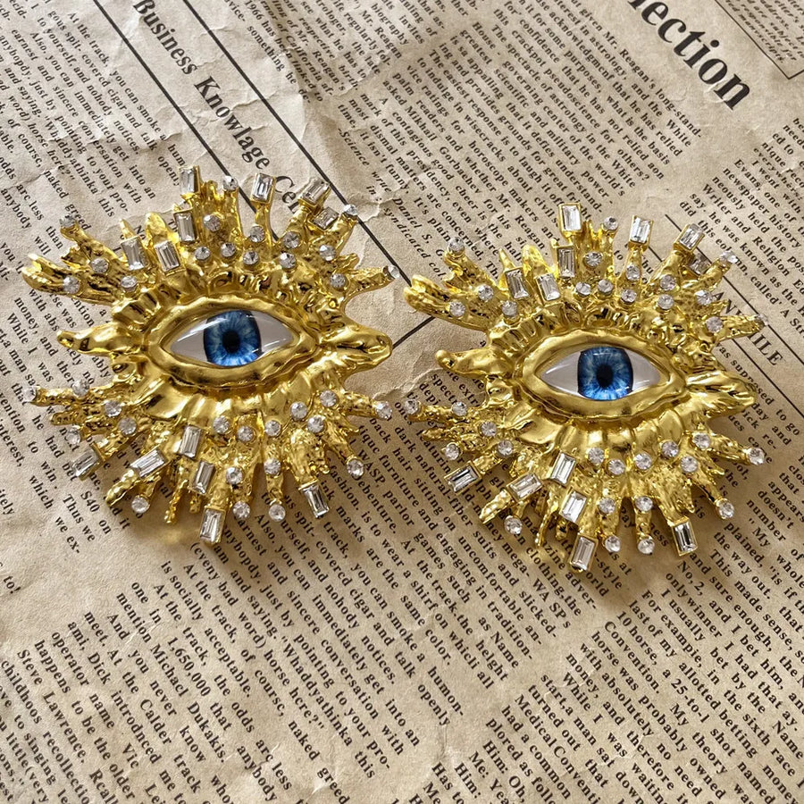 Baroque Style Fashion Alloy Big Eyes Dangle Earrings For Women Jewelry Exaggerated Ladys' Statement Earrings  Accessories