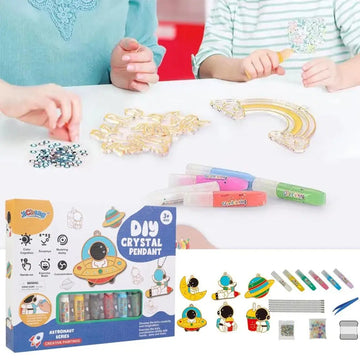 DIY Crystal Paint Arts and Crafts Set Crystal Pendant Painting Kit Christmas Present for Kids Birthday Gifts Hanging Ornament