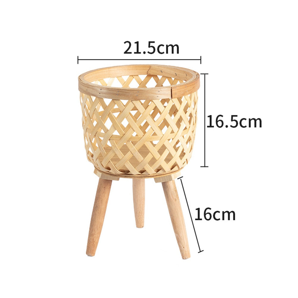 Conjunto com 3 Vasos Feito à mão de  bambu de flores com suporte pra planta e  decoração para casa