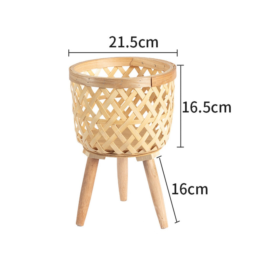 Conjunto com 3 Vasos Feito à mão de  bambu de flores com suporte pra planta e  decoração para casa