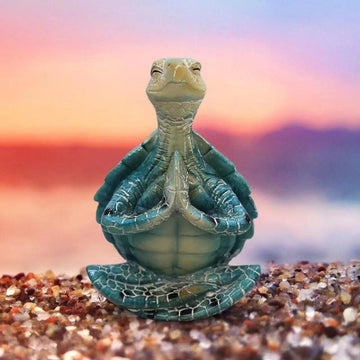 Estatueta de tartaruga marinha paz meditando decorações