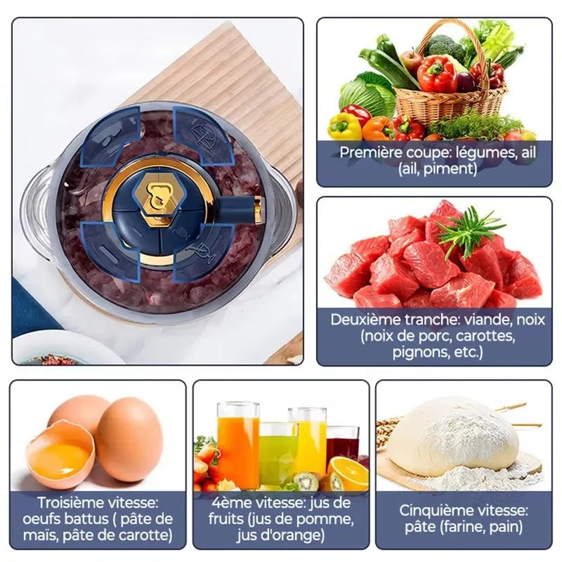 Moedor elétrico de aço inoxidável de carne, picador, triturador de vegetais, fatiadora, misturador doméstico, processadores de alimentos
