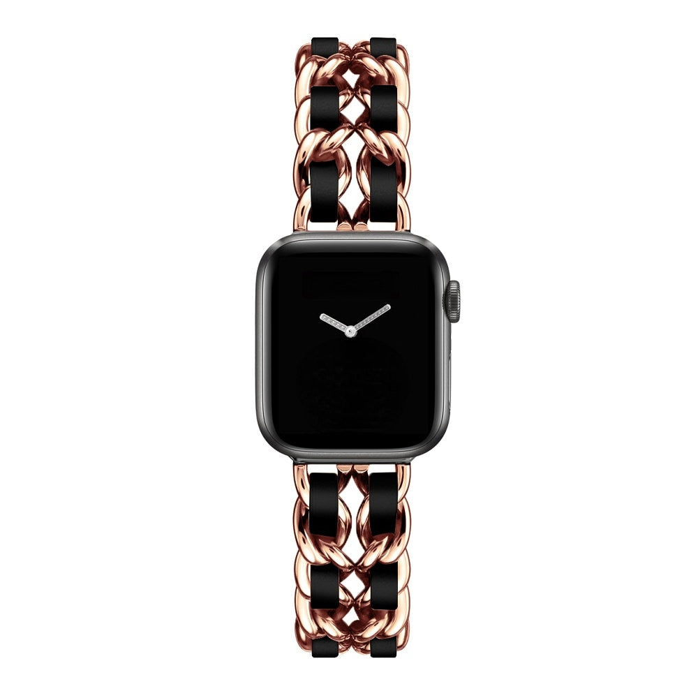 Pulseira de couro e metal de luxo para Apple e Smart Watch