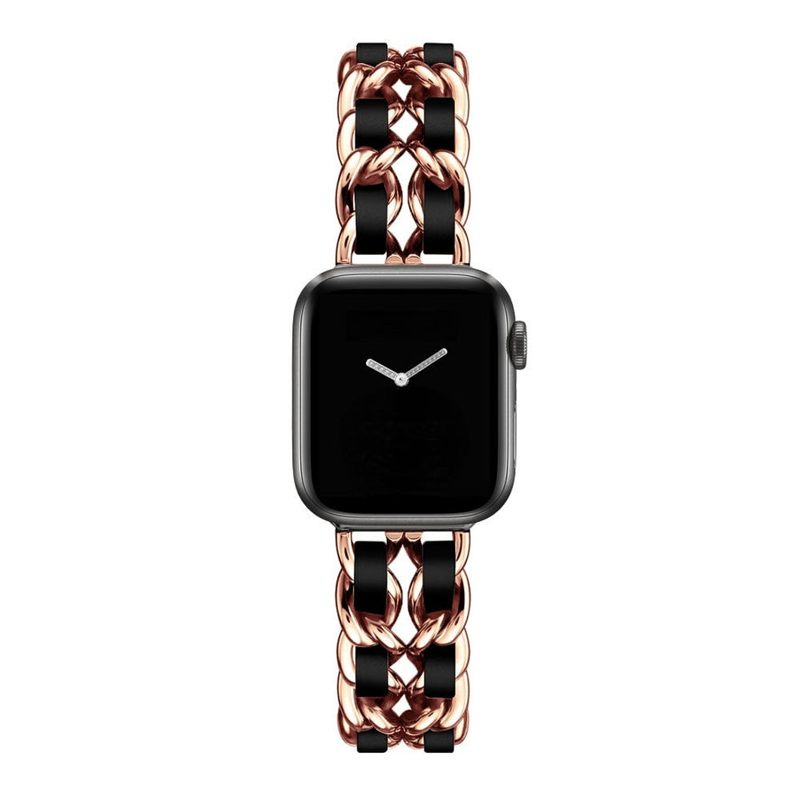 Pulseira de couro e metal de luxo para Apple e Smart Watch