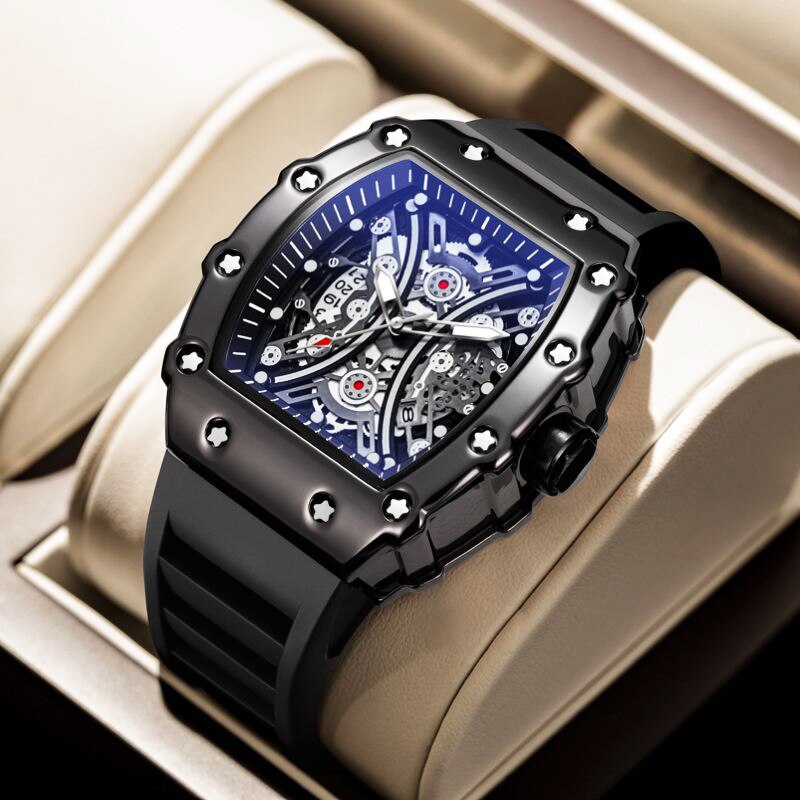 Relógio esportivo masculino com cronógrafo masculino estilo de moda  de luxo pulseira de gel à prova d'água