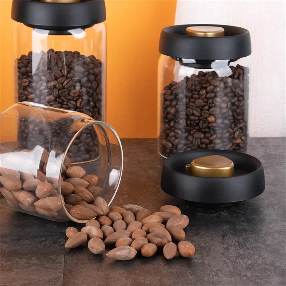 Tanque selado a vácuo de vidro transparente para armazenamento de alimentos Recipiente hermético