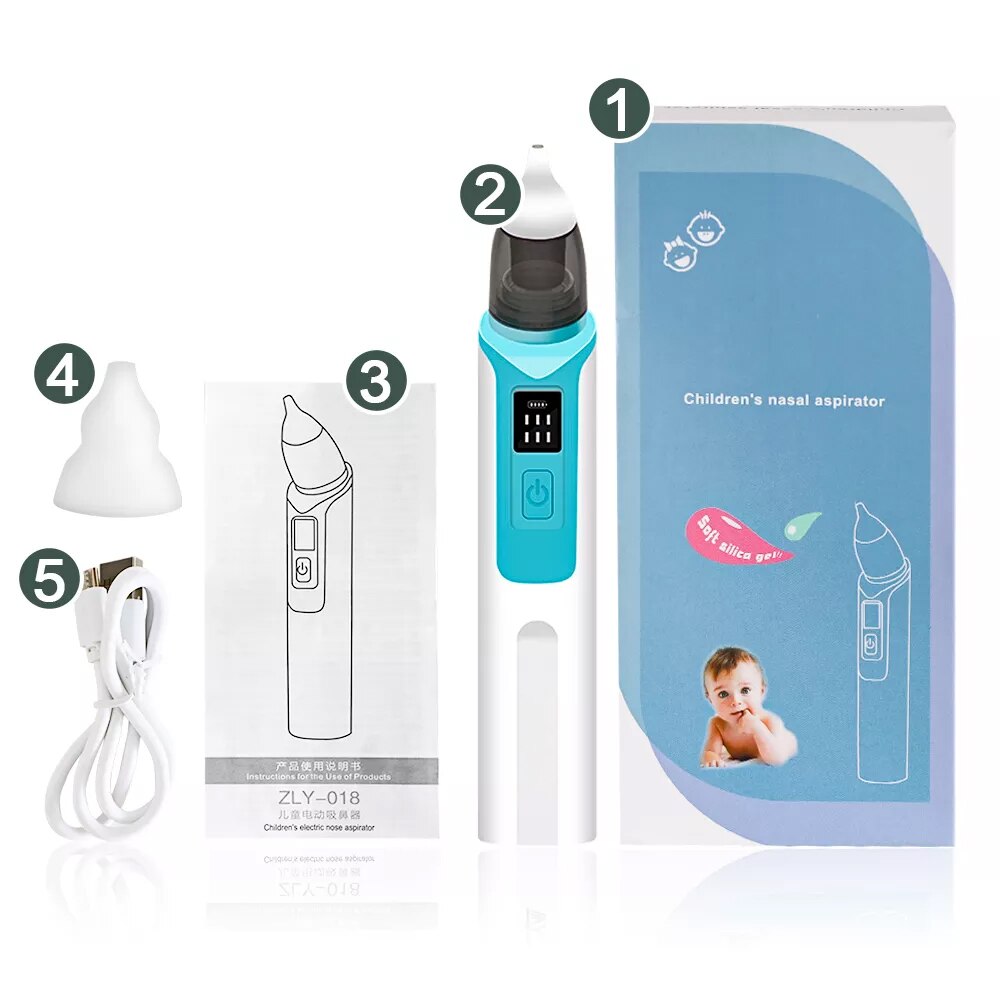 Aspirador nasal elétrico silencioso para obstrução do bebê limpador de rinite