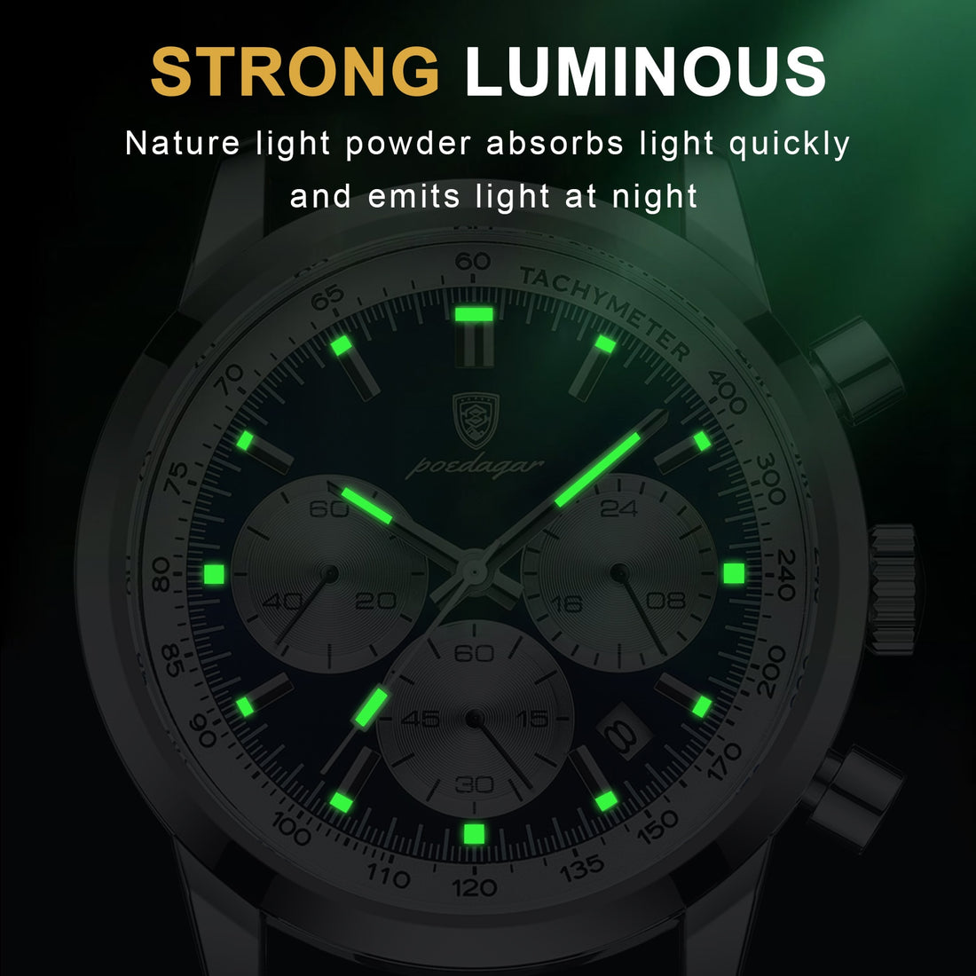 Relógio masculino de luxo de alta qualidade à prova d'água cronógrafo luminoso