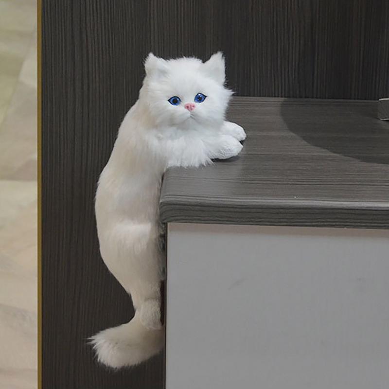 Gato peludo realista, simulação fofa, estatuetas de animais, decoração em casa, modelo de gatinho.