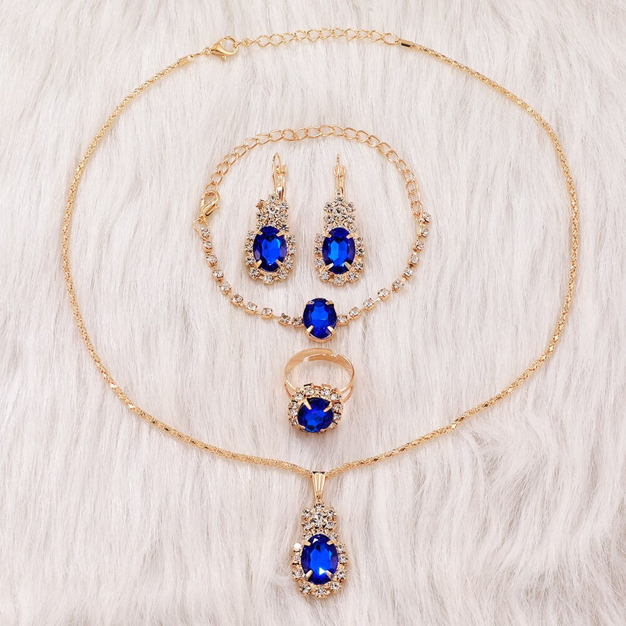 Conjunto de 6 peças de luxo feminino, pulseira, relógios de quartzo e magnético.