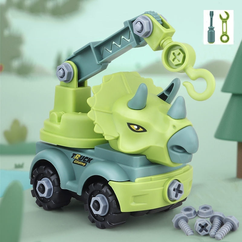 Brinquedos educacional de construção do dinossauro com caminhão